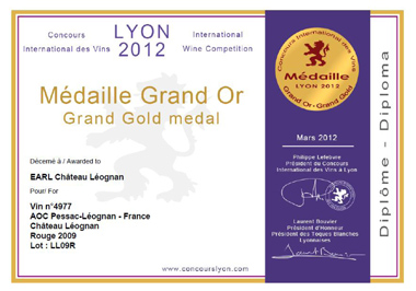 Concours international des vins de Lyon  Médaille d'or Concours international des vins de Lyon  Médaille d'or